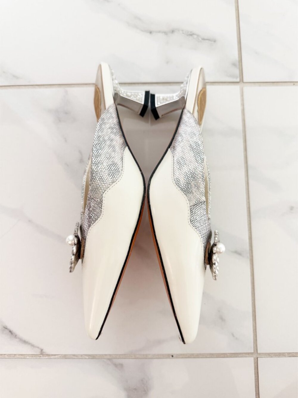 A.b. poetique London Wedding Pearl Slide Pointed Toe Shoe Embellished 8 - Picture 6 of 16